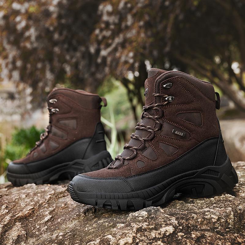 Men's Breathable Non-Slip High-Top Tactical Hiking Boots - Large Size, Wear-Resistant, Outdoor Field Combat Footwear