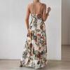 Women's Plant Print Ruffle Hem Sundress 2024