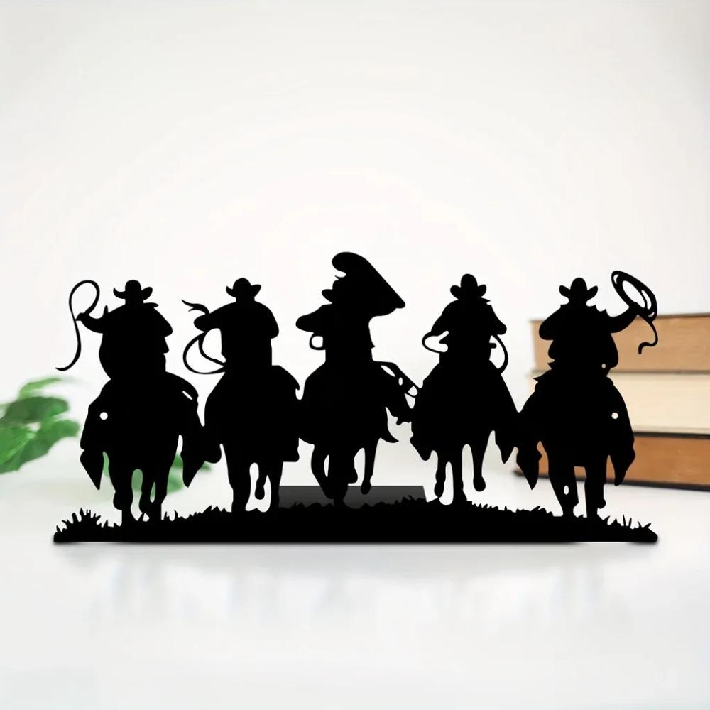 1pc Western Cowboy Desktop Decorations Desktop Metal Artwork Bookends Decorations Christmas Halloween Decorations