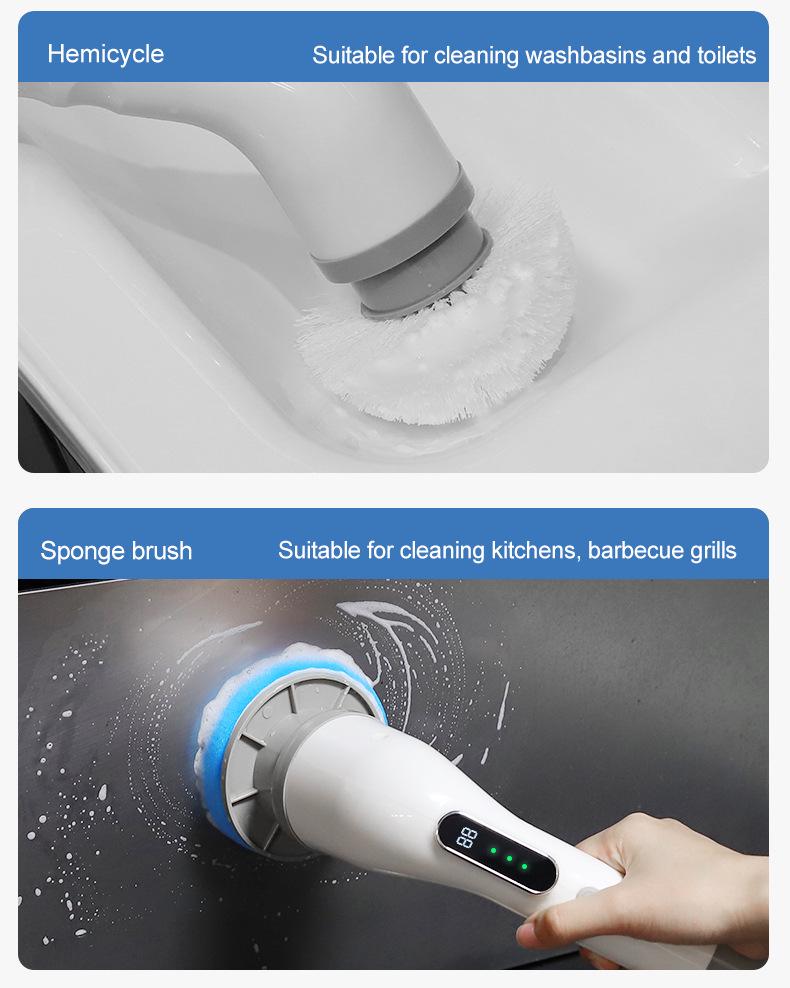 Multifunctional Electric Cleaning Brush with Long Telescopic Handle for Kitchen and Bathroom