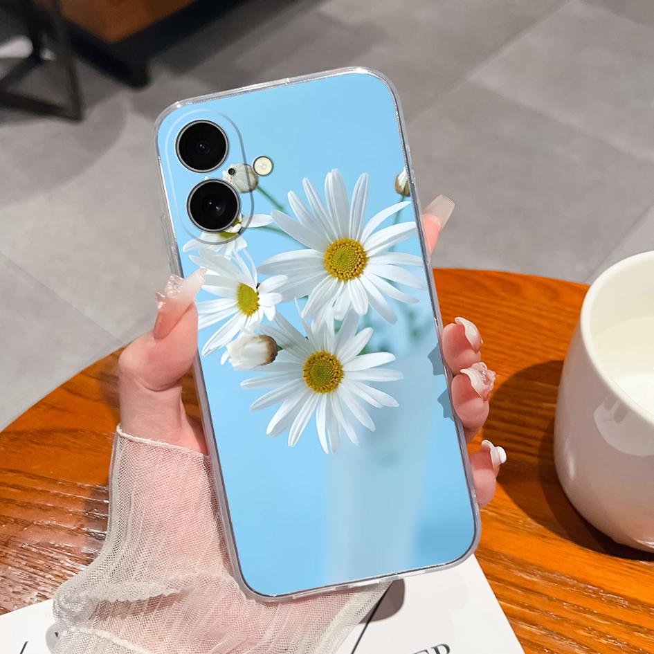 Για iPhone 16 Pro Plus 16 Pro Max 16pro Πίσω κάλυμμα Πολυτελής όμορφη λουλουδάτη διαφανής μαλακή σιλικόνη tpu προστατευτικό κάλυμμα κάμερας για Apple iPhone 16