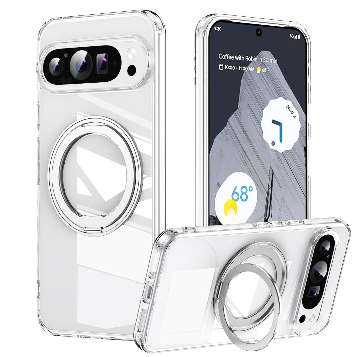 

Transparent Phone Case for Google Pixel 8 9 10 Pro XL 9A 8A with 360° Rotating Stand Magnetic Back Cover LMD001 Google Pixel 8 Pro