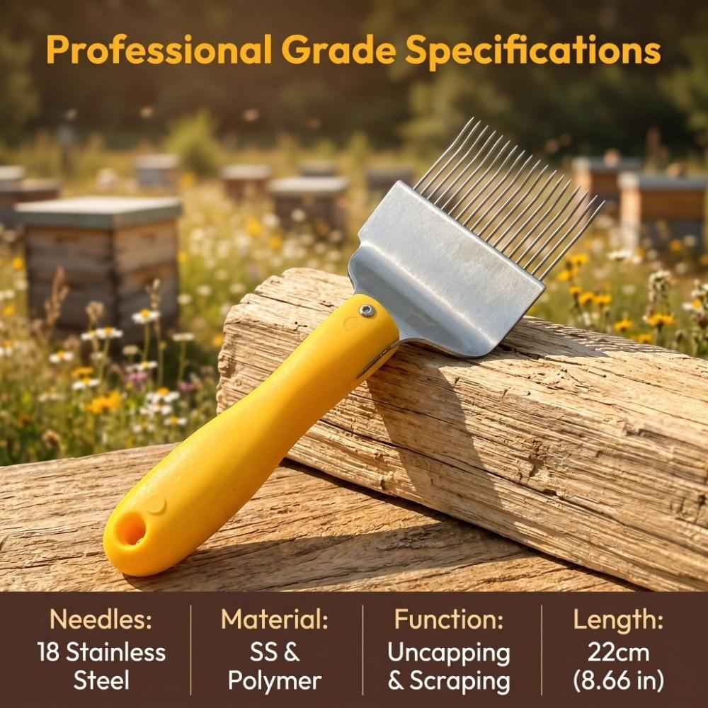 Stainless Steel Bee Uncapping Fork Silicone Handle Beekeeping Tine Uncapping Fork Farm Beekeeping