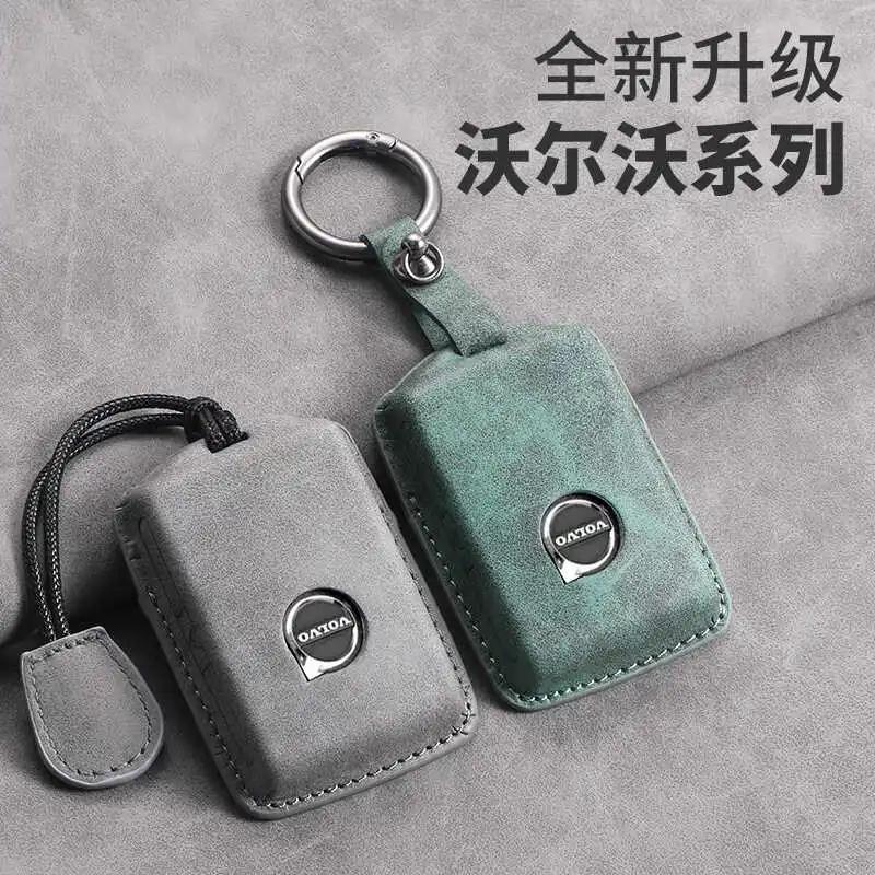 PU Leather Car Key Bag Protection Case for Volvo CX60 CX40 CX90 V40 V50 V70 S60 AWD RDESIGN S40 S90 T6 Car Accessories