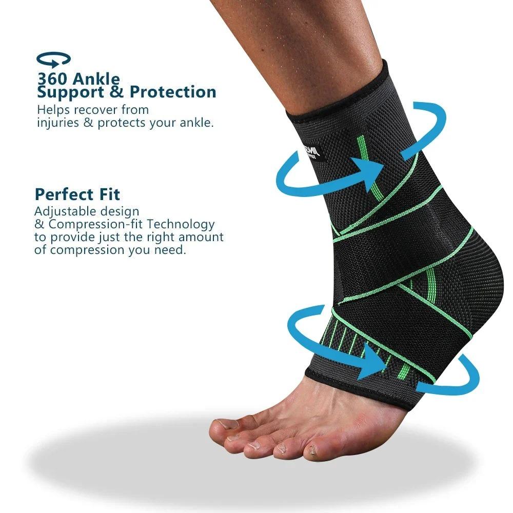 Adjustable Ankle Brace Compression Sleeve Support Strap For Sprained Plantar Fasciitis Injury Recovery Running Sports