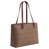 COACH Gallery 34 Printed Logo Coated Canvas Tote Bag Tote Bag Shopping Bag Shoulder Bag Large Size Unisex Couple Style Brown