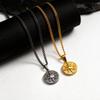 Vnox Sunburst Pendant Necklace for Men, Gold Plated Gray Stainless Steel Link Chain, Trendy Jewelry Gift for Husband Son Dad