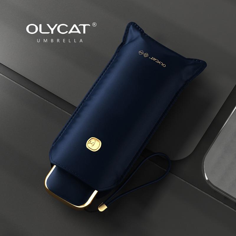 Ombrello Pieghevole OLYCAT Compatto, Rivestimento Nero Protezione UV, Doppio Uso Manuale, Design a 6 Stecche