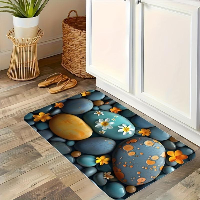 1 Stück Blauer Schleife Muster Küchenteppich Rutschfeste Fußmatte Pop Design Badezimmerteppich Badematte Teppich für Zuhause Spüle Wäscherei Dekoration