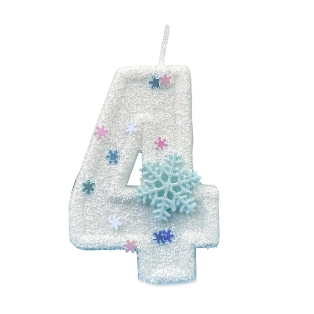 Winter Snowflake Themed Birthday Number Candle with Glittering Sequins For Parties Cakes And Special Occasion Decoration