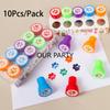 10Pcs/Pack Cute Dog Cat Paw Self-ink Stamps Toys for Kids Pet Theme Birthday Party Favors Pinata Fillers Kindergarten Rewards