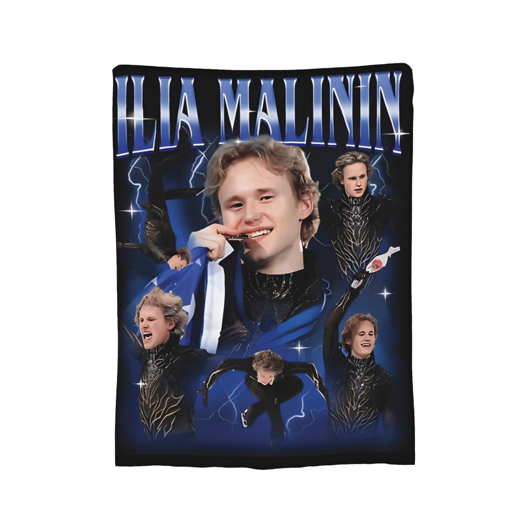 Fyrfaldigt hopp Konståkning Ilia Malinin Merch Filt Varm Mysig Fluffig Pläd för Vardagsrum Flera storlekar Sängkläder Plädar