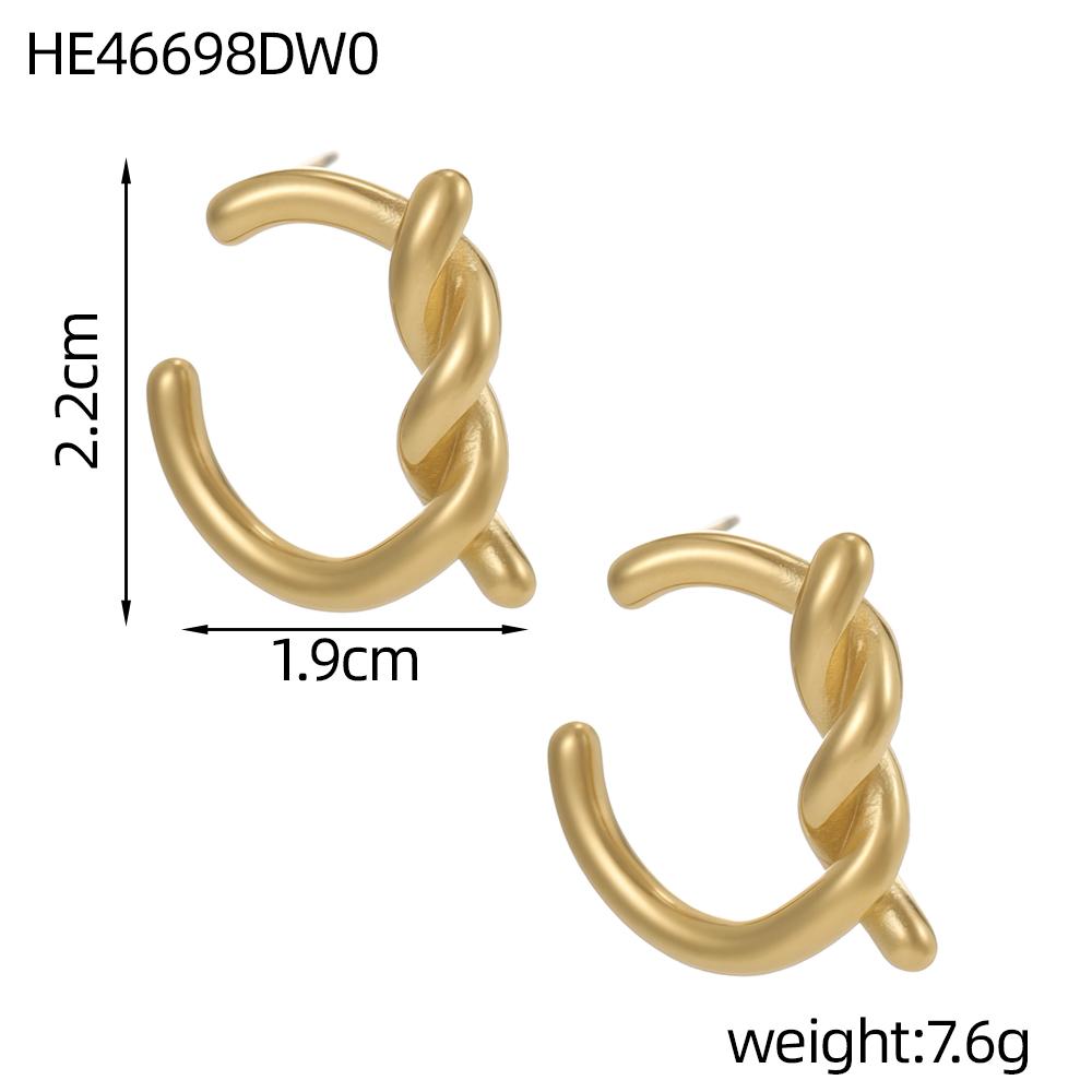 CARLIDANA Hypoallergenic Waterproof Minimalist Jewelry Stainless Steel Gold Plated Trendy U Shape Geometric Huggie Earrings