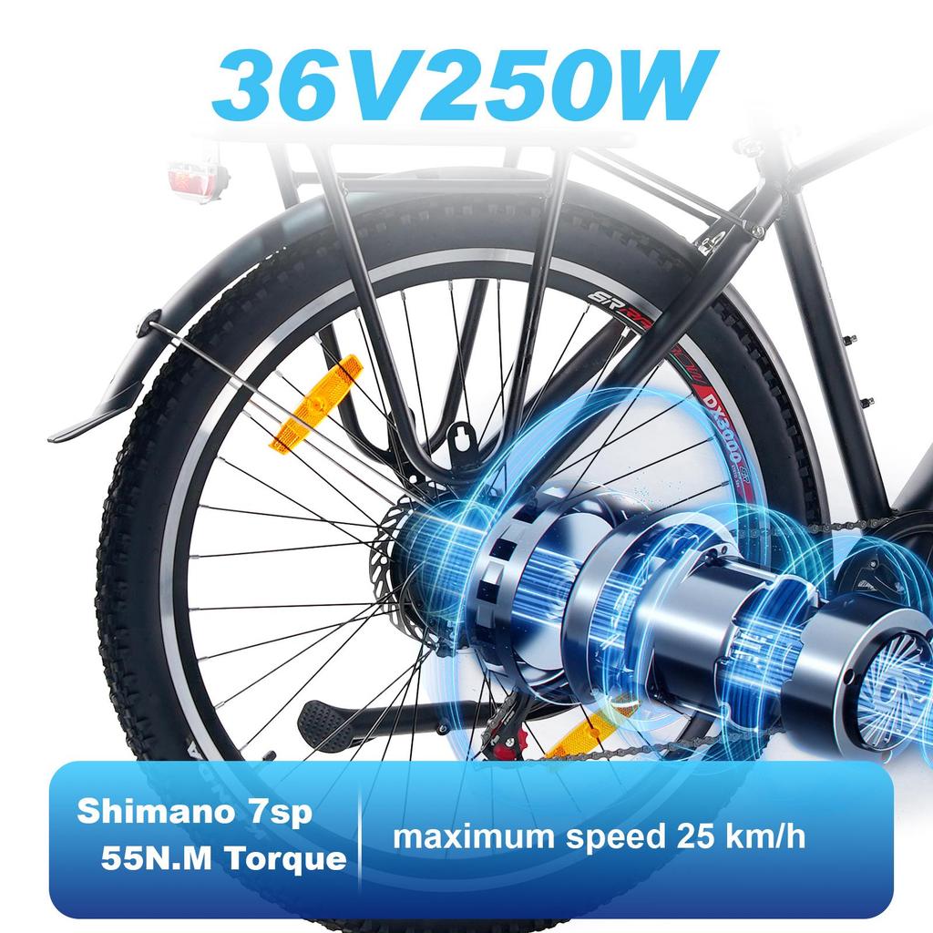 Elektrokolo TTGO M300 27,5" Pneumatiky 250W Motor 36V20Ah Baterie 25km/h Maximální Rychlost 100km Maximální Dojezd Senzor Točivého Momentu Shimano 7 Rychlostí