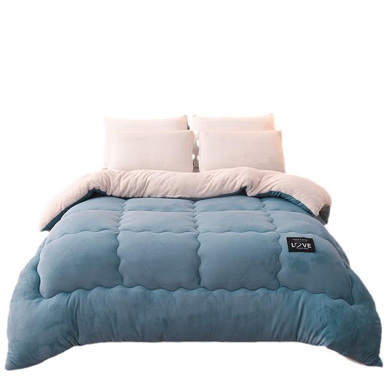 Winter Lammwoll-Samt-Steppdecke: Doppelseitige Fleecedecke - Warme Baumwolle, Doppelgröße, Ideales Geschenk