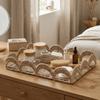 Scalloped Edge Handwoven Storage Basket Rectangular Fruit Basket Desktop Organizer  Bedroom