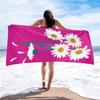Bright Daisy Beach Towel White Flower Print Hot Pink Background Fun Design For Poolside Relaxation Or Sunbathing Session