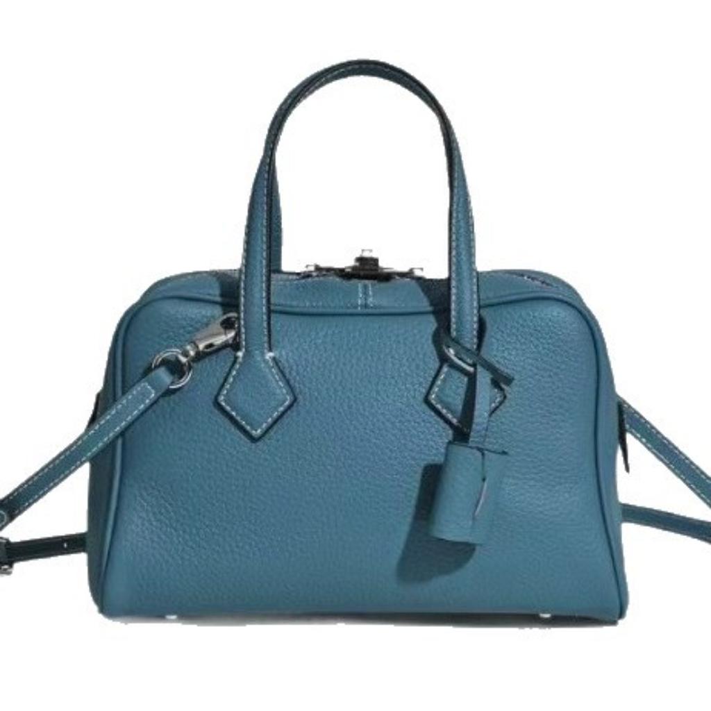 First Layer Cowhide Victoria Bowling Pillow Bag Genuine Leather Portable Tote Bag Fashionable High-end Shoulder Messenger Bag