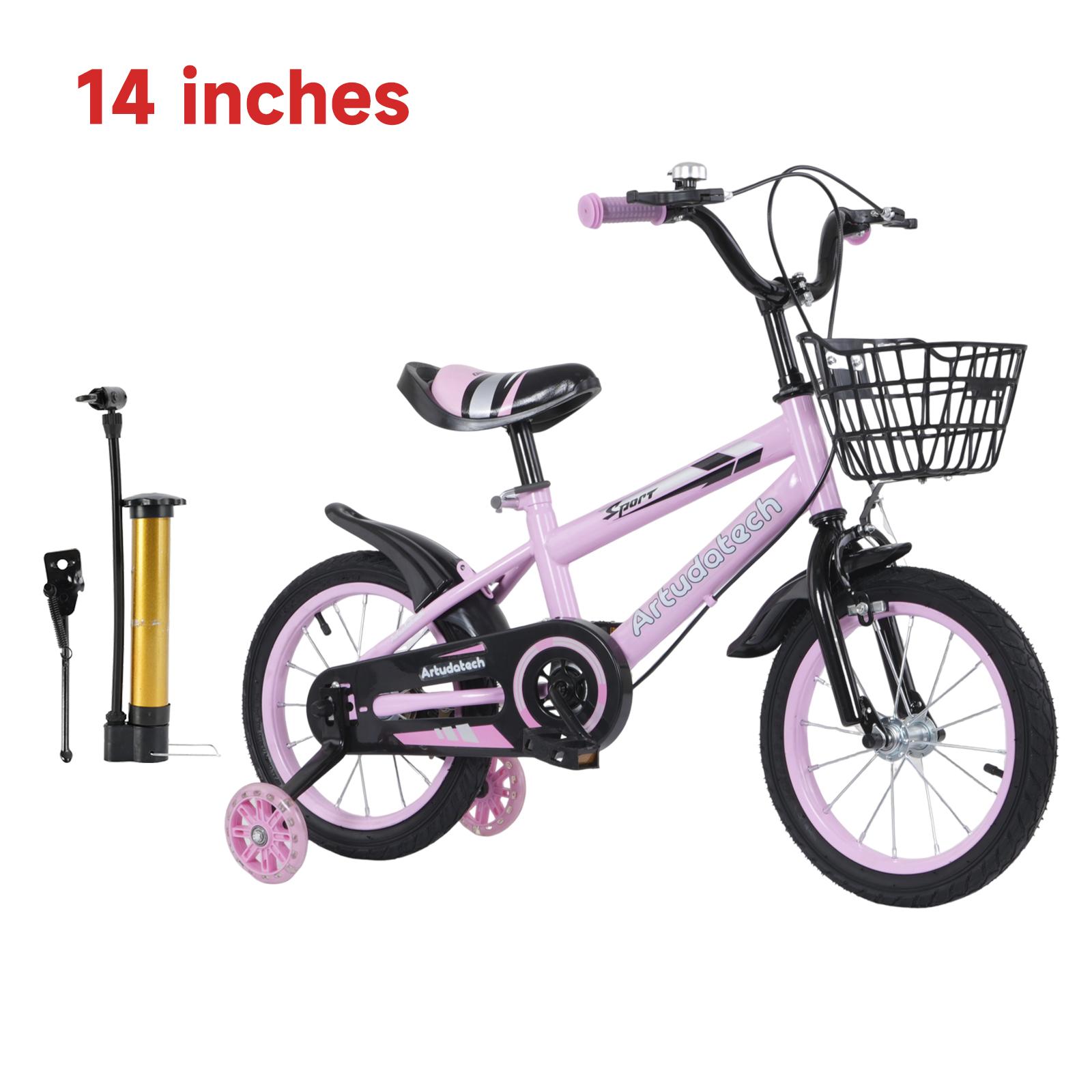 Bicicletta per bambini da 14 pollici Bicicletta per bambini Sella regolabile con rotelle ausiliarie 14 inches