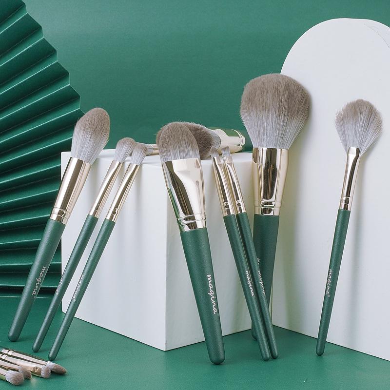 Grünes Wolken 14-teiliges Make-up Pinselset: Lidschatten-, Puder-, Foundation-, Rouge- und Nasenschatten-Werkzeuge