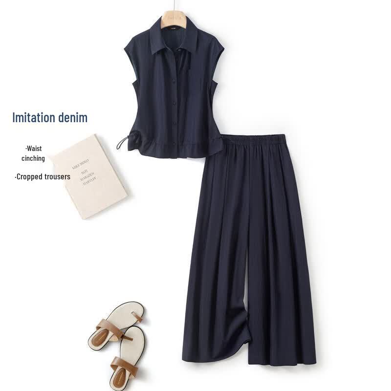 IHIMI Denim-Look Two-Piece Casual Suit M