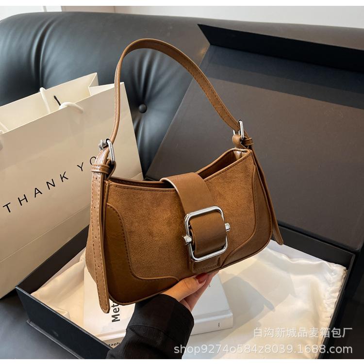 Retro Splicing Small Bag Women's 2025 New Autumn and Winter Fashion Foreign Style Shoulder Bag This Year Popular Texture Messenger Bag