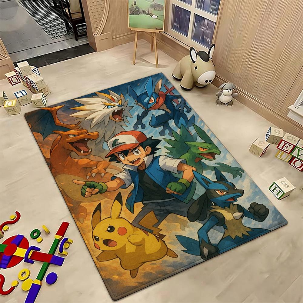 Pikachu Unleashes Rectangular Rug Thick Nonslip Carpet For Gaming Room Play Area Home Party Decor Gift For Friends