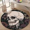 1PC Skull Flowers Office Round Area Rug, Mat Suitable For Office, Under Office Chairs Bedroom Living Room Home Decor, Room Deco