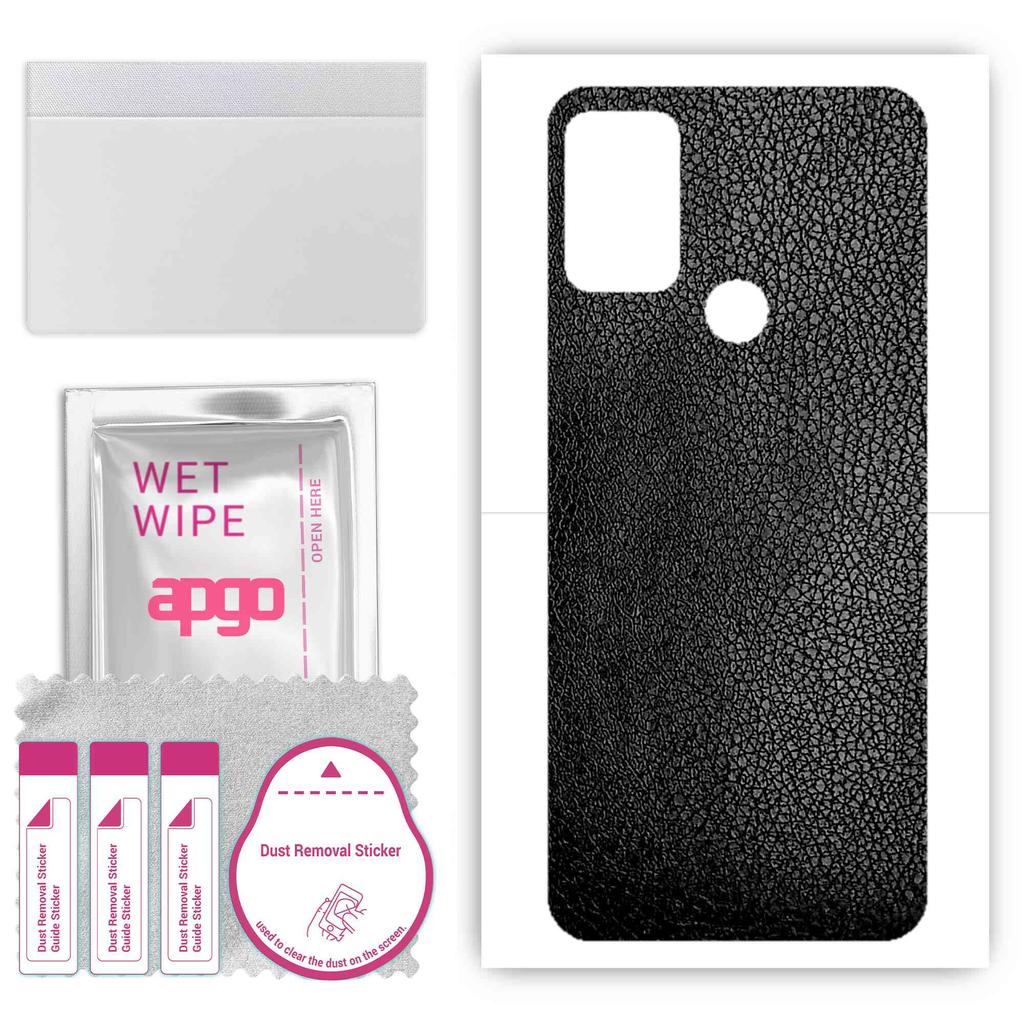 apgo Autocolant protector de piele pentru spate compatibil cu Motorola Moto G50, Folie wrap, Folie, Vinil - Model Piele neagră