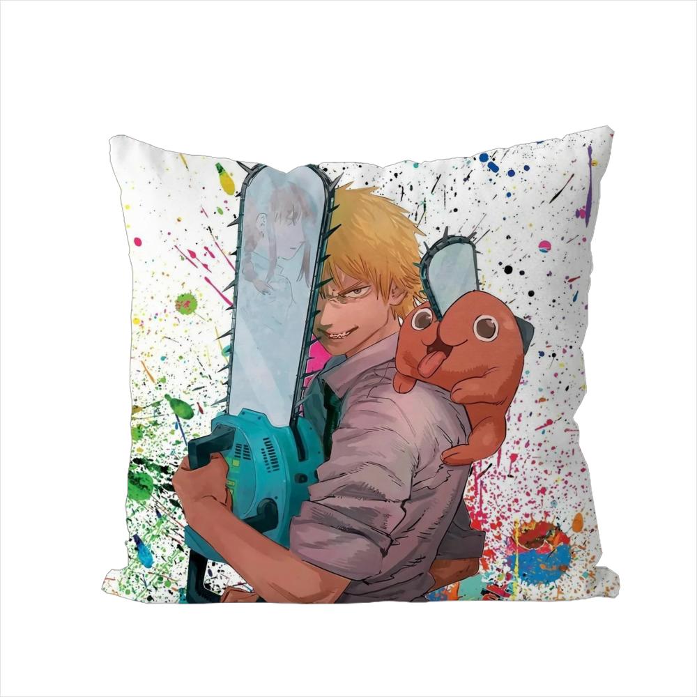 Chainsaw Man Pillow Case For Car Sofa Decorative Home Doublesided Print Plush Square Throw Pillow Cushion Cover