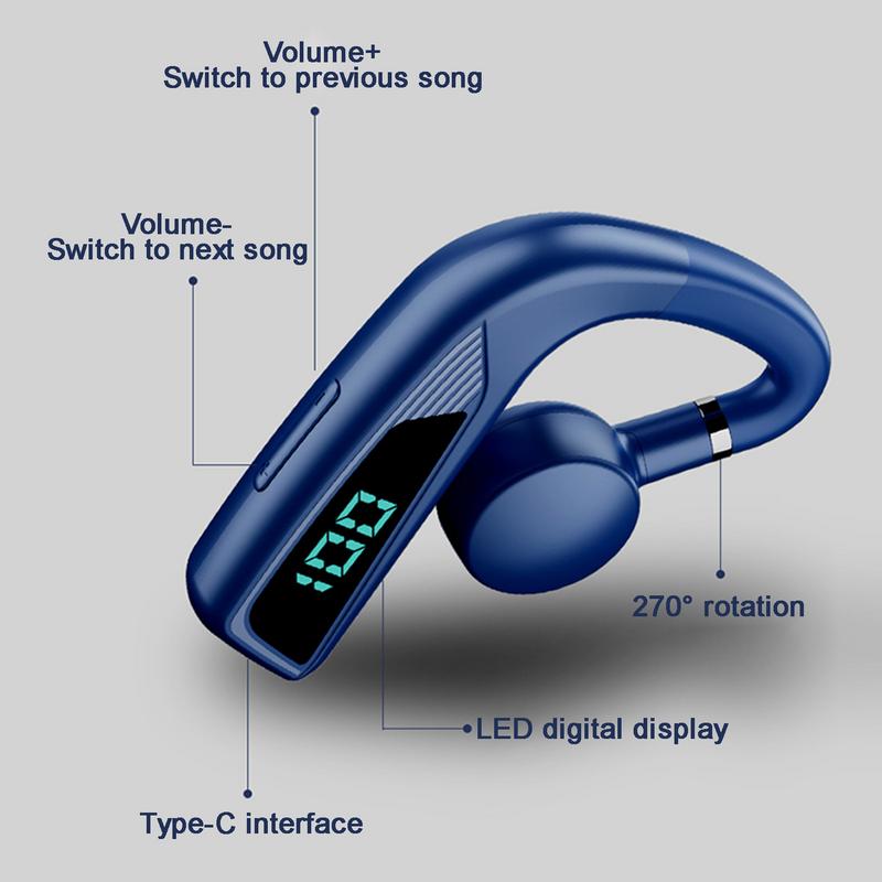 V18 Bone Conduction Headphones Bluetooth5.0 Earbuds With Earhooks With LED Digital Display Business Wireless Earphone For Phones