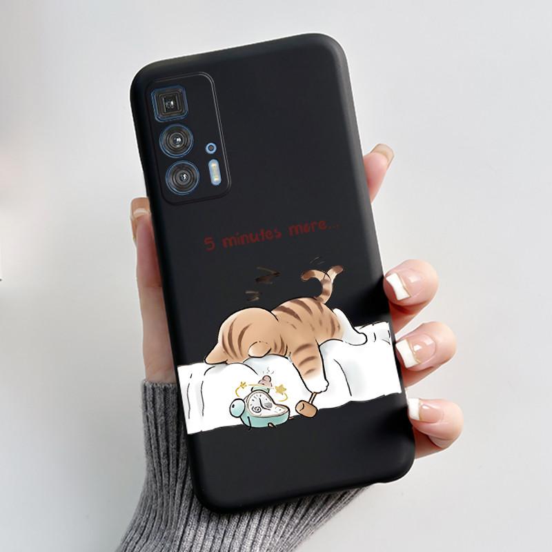 

Cute Rabbit Love Heart Case For Motorola Moto Edge 20 Pro / Edge S Pro Phone Case Black TPU Soft Silicone Protective Back Cover Moto Edge 20 Pro