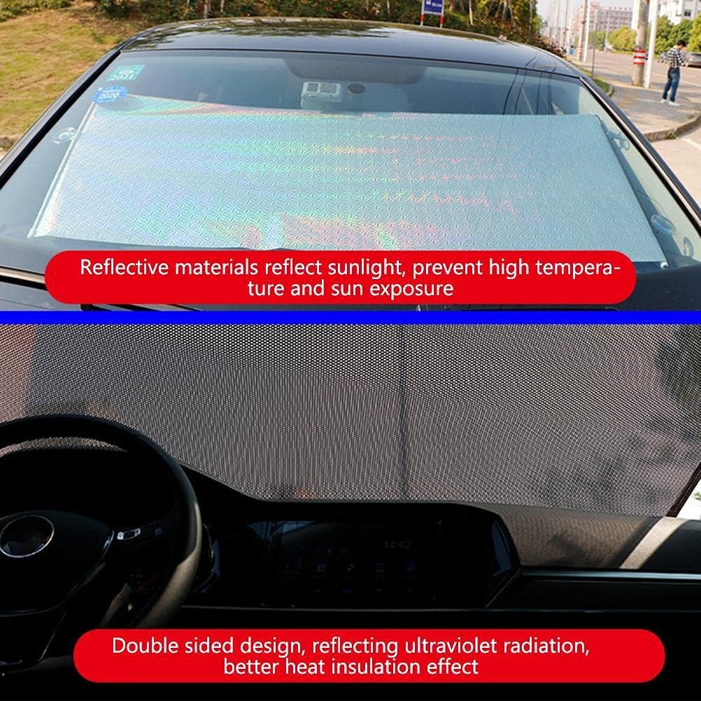 Akozon Car Sunshade, Retractable Windshield Protection Sun Automatic Block Visor Shade for Car (68x125cm(Black))