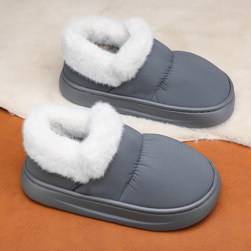 Couple Style Men's and Women's Baotou Cotton Slippers Winter Velvet Thick-Soled Non-Slip Warm Waterproof Bag Heel Cotton Shoes