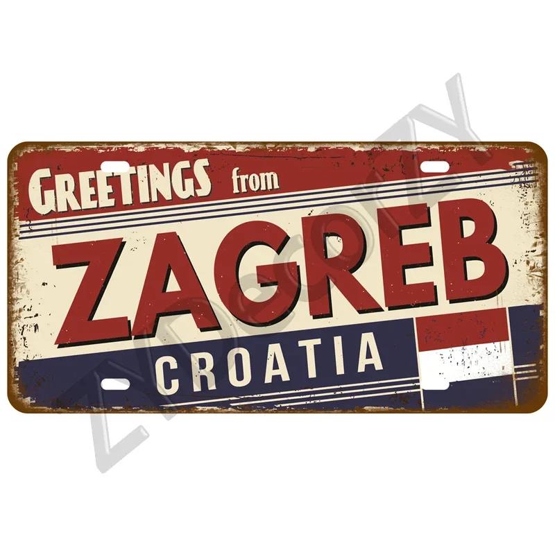 Man Cave Decoration Decor Capital City Plates Plate Vintage Sign For Restaurant Bar Pub Cafe Metal Sign Plaque Landmark