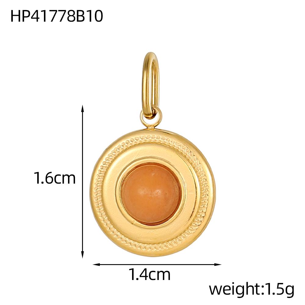 CARLIDANA Vintage Stainless Steel Pendant Gold Plated Multi-Colored Round Natural Stone Handmade Diy Necklace Jewelry Charms