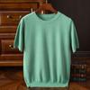 Short Sleeved Men's Round Neck Thin Summer T-shirt Base Shirt Loose Half Sleeved Knitted Shirt Top Size
