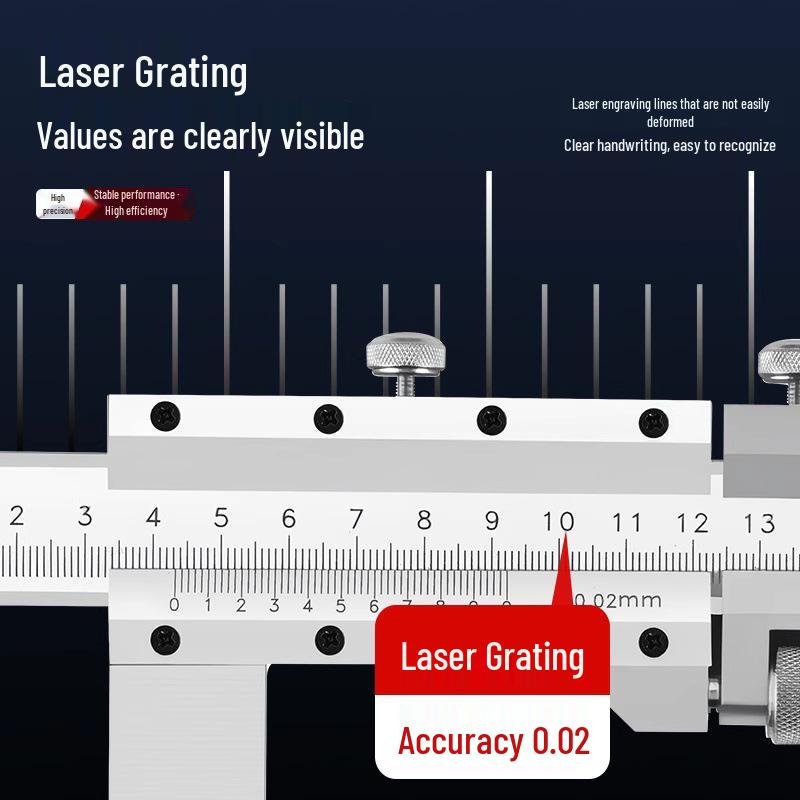 Industrial Precision Stainless Steel Vernier Caliper with Extended Jaw (0-300mm, 0-500mm, 0-600mm)