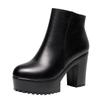 8cm 10cm Small Size 33-43 Thick Bottom Platform Shoes Ankle Boots with Fur 2025 Block High Heels Genuine Leather Boots Office