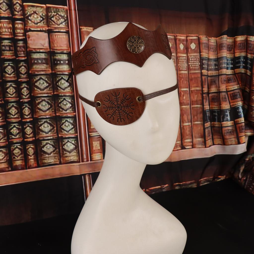 Retro two-piece Medieval Headband Wave Headband Viking Pirate Eye Mask Halloween Role-playing Accessories Pops