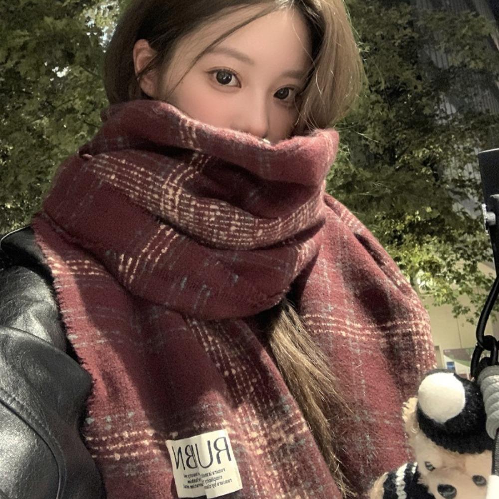 With Tassels Winter Scarves Angora Fleece Wrap Shawls High Quality Cashmere Scarf