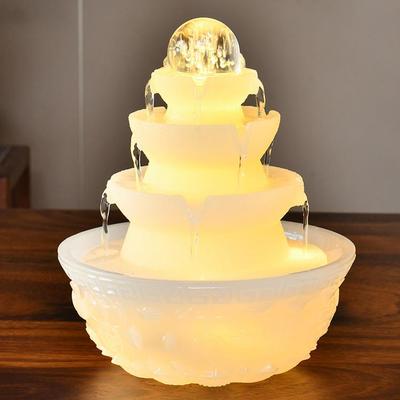 Feng Shui Wealth Crystal Ball Rotating Water Fountain Ornament with Light - Luxury Opening Gift