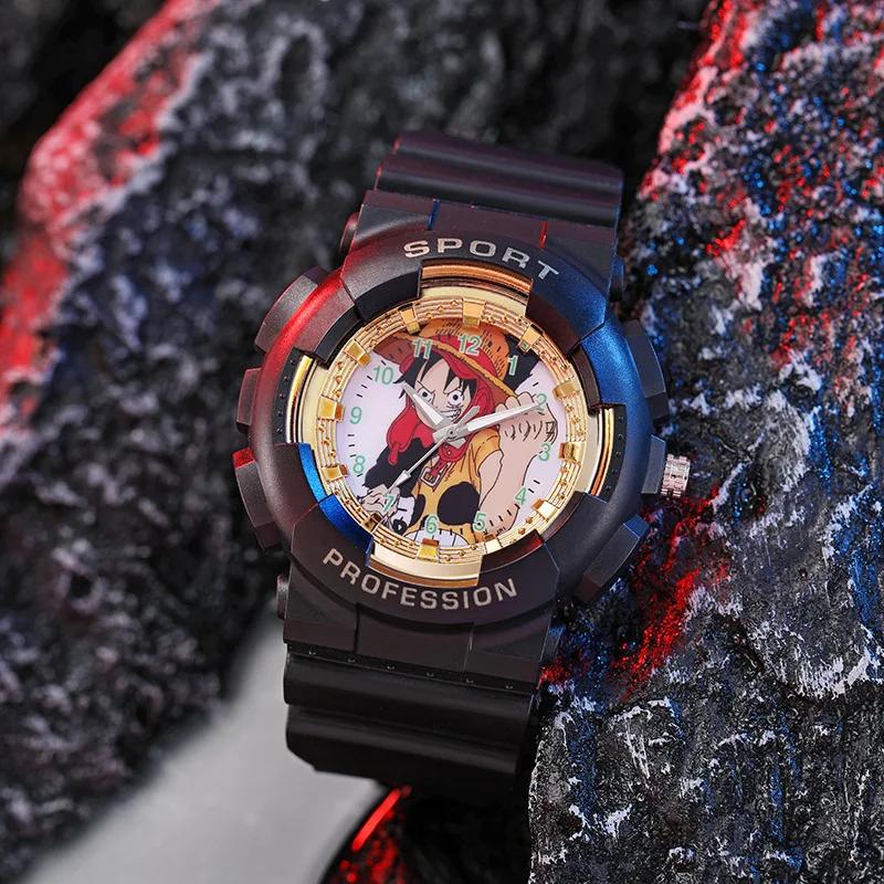 One Piece Luffy Watch Zoro Ace Wristwatch Leather Anime Printing Watch Cartoon Quartz Electronic Watch Toy Birthday Gift