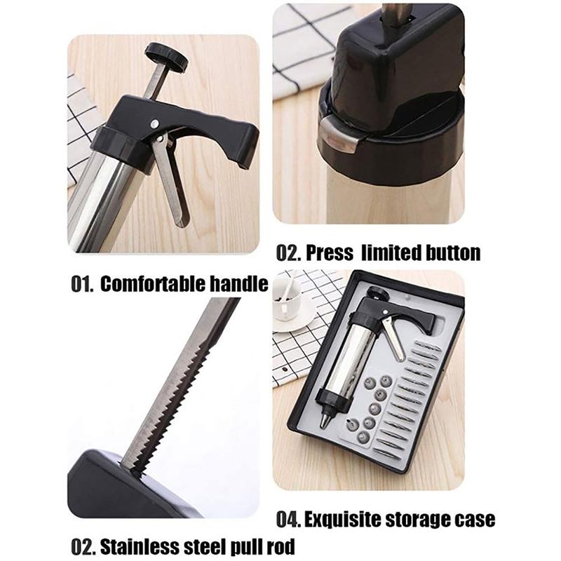 Stainless Steel Cookie Decorative Gun Biscuit Hand Pressing Machine Household Diy Baking Tools Kitchen Accessories