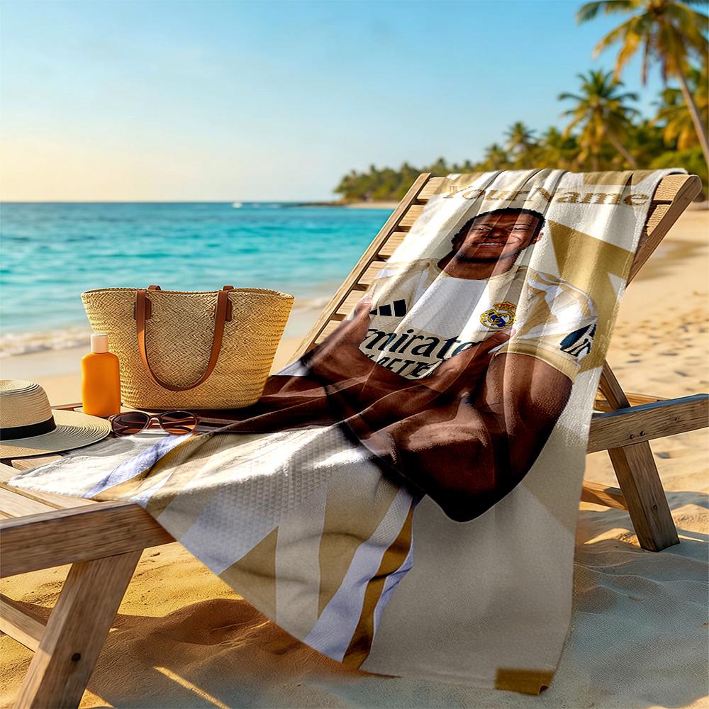 Mbappe Personalized Text Beach Towel Super Soft & Absorbent For Beach Bathroom Outdoor Swimming Pool Camping Picnic Yoga Diving Vacation Accessories