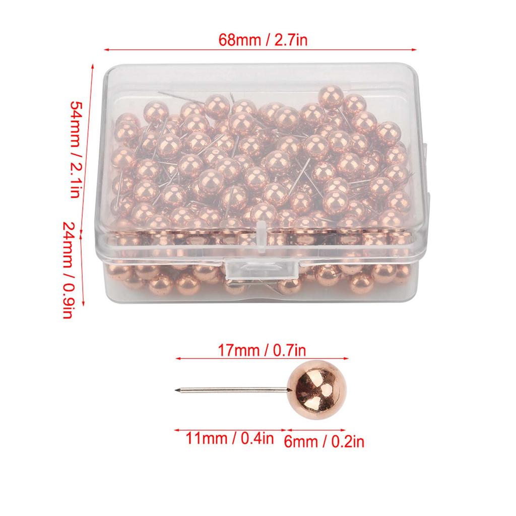 200pcs Round Plastic Pushpin Thumbtack Pins Decorative Tool ( Gold)