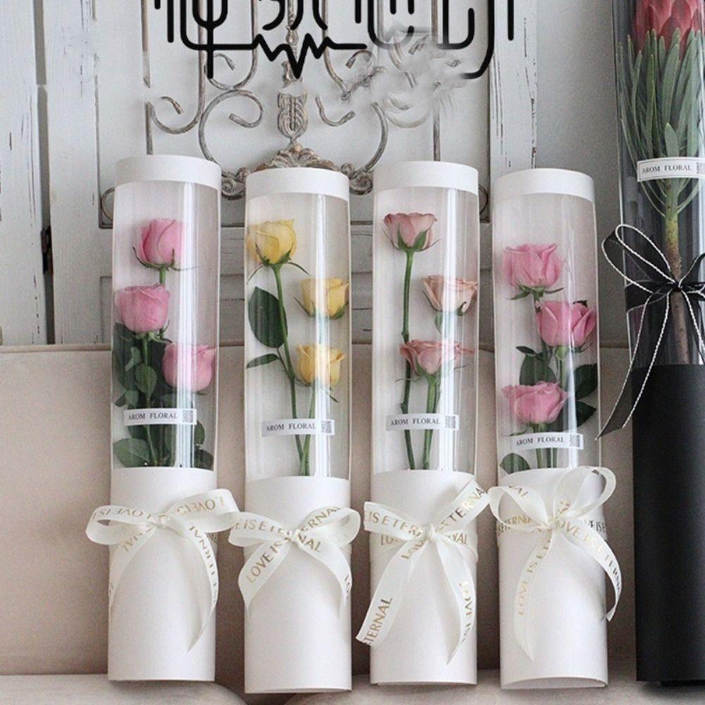 5pcs Transparent Hug Bucket Bouquet Waterproof Bouquet Packaging Bags  Gift Giving