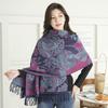 Ethnic Style Scarf for Women Winter High End Imitation Cashmere Scarf Versatile Ladies Shawl Tassel Retro Jacquard Scarf