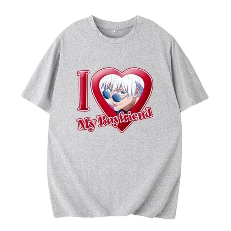 I Love My Boyfriend Print Funny T-shirt Girl Animal Y2K Fashion 90S Print Tops Tee Gril Black White Clothes,Drop Ship