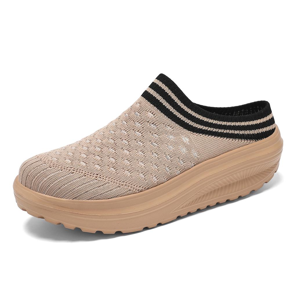 TUINANLE Platform Thick-soled Slippers for Women Retro Wear Half-slippers Spring and Autumn Casual Comfortable One-foot  Shoes